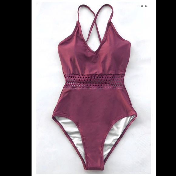 Wine red one piece swimsuit Clearance